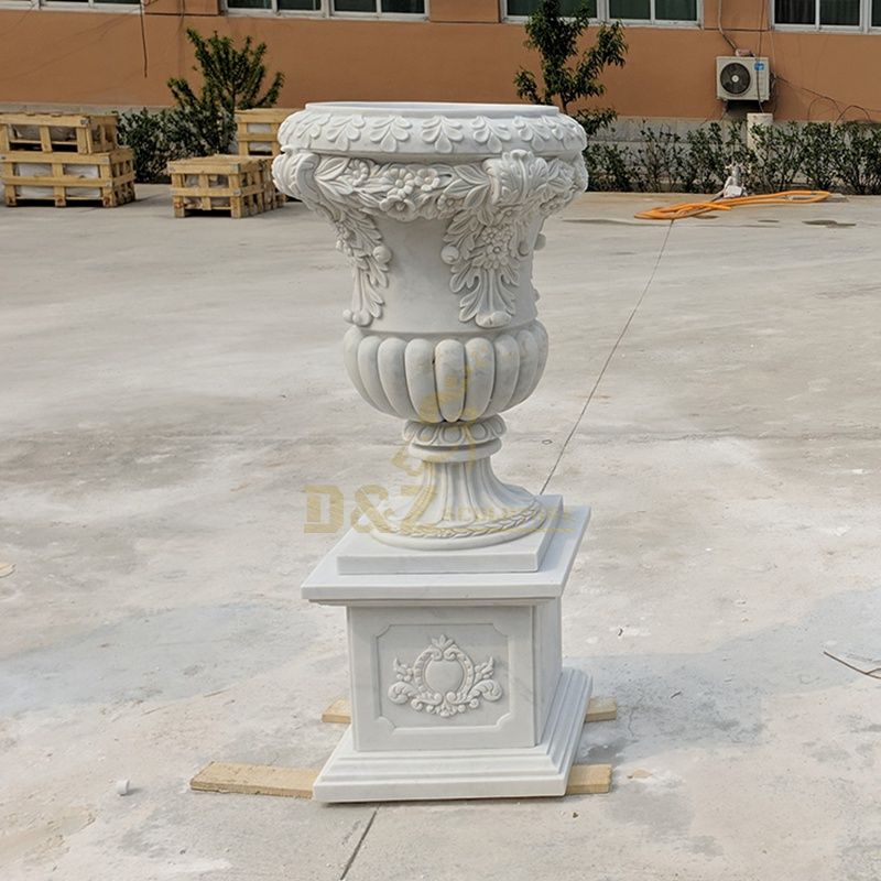White Marble Garden Cup Stone Flowerpot
