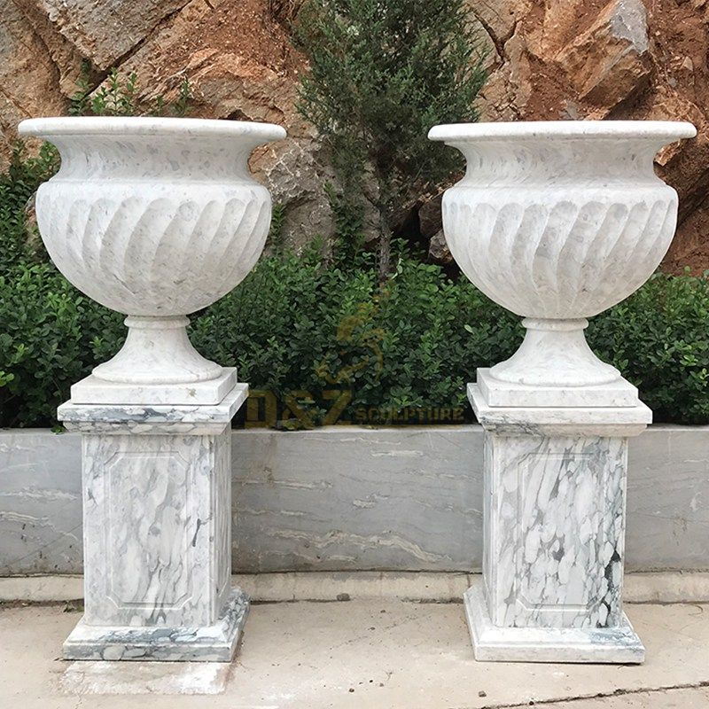 White Marble Garden Cup Stone Flowerpot