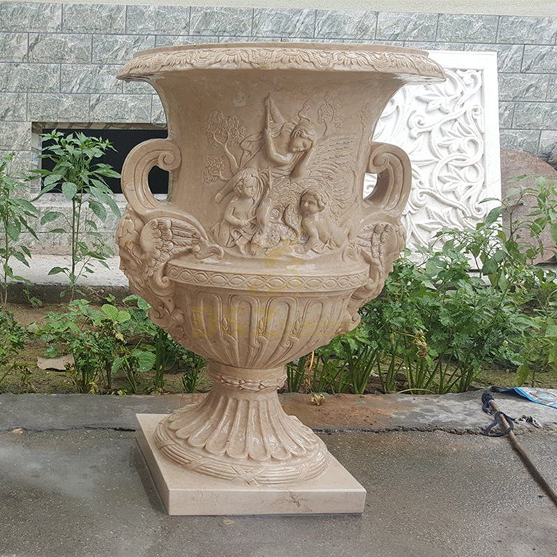 Outdoor Garden Ornament Marble Vase Stone Flowerpot