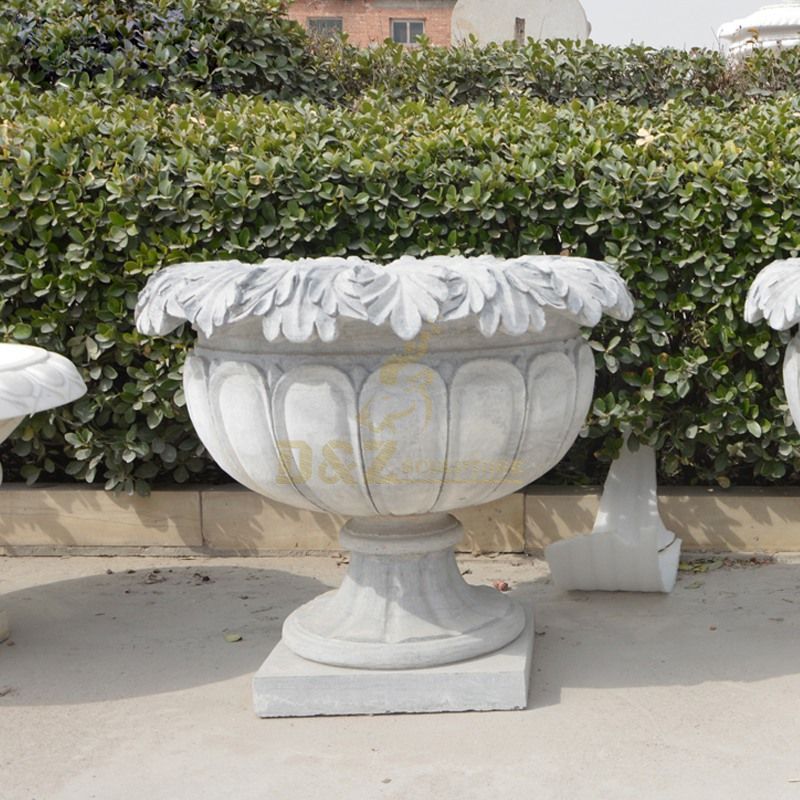 Hand Carved Garden Decorate Marble Stone Flowerpot