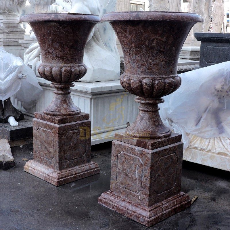 Customized Polished Surface Stone Marble Plant Pot