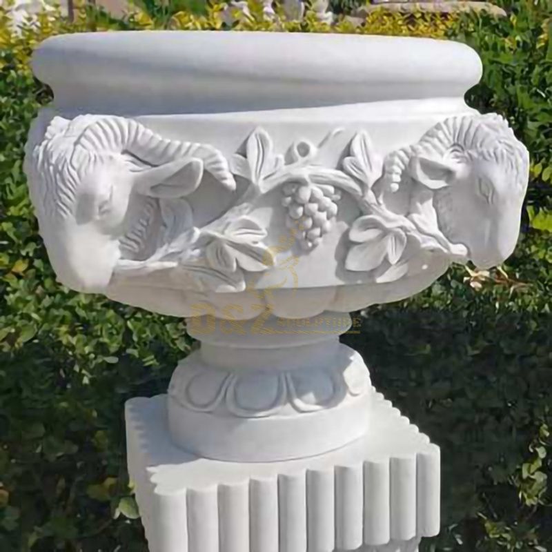 Luxury Hand Carved Natural Stone Flowerpot