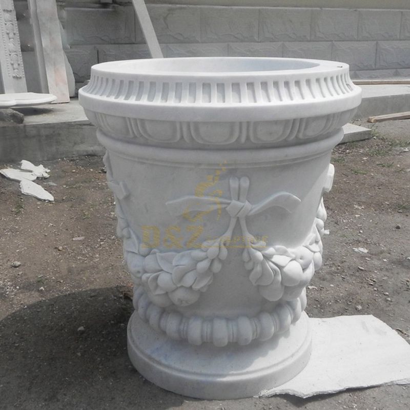 Luxury Hand Carved Natural Stone Flowerpot