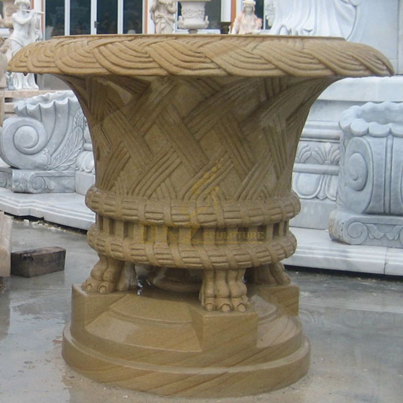 Luxury Hand Carved Natural Stone Flowerpot