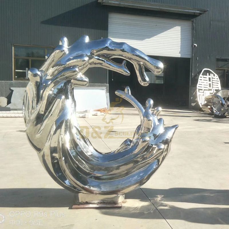 Stainless steel spray water drop sculpture