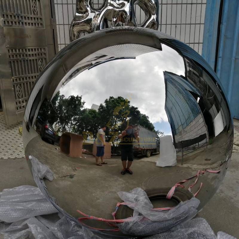 Stainless steel metal polished ball sculpture for garden