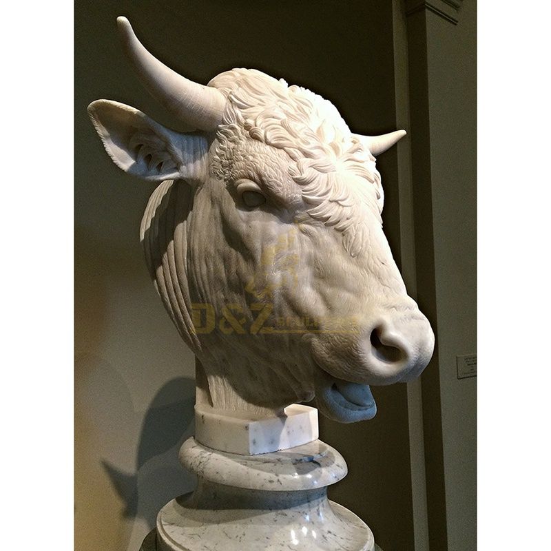 Stylish Polished Marble Life Size Bull Statue