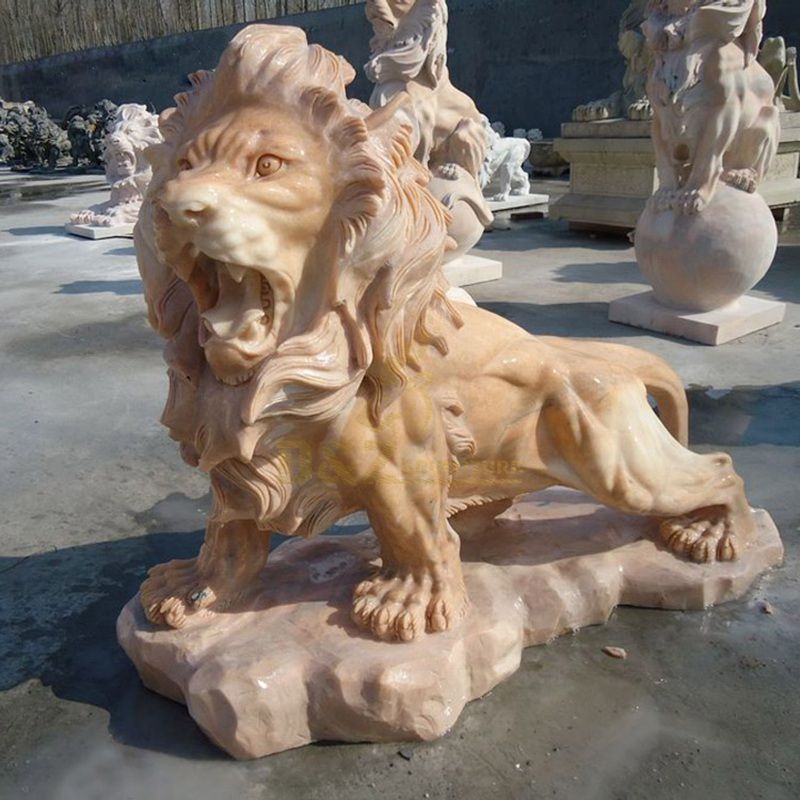 Marble Lion Sculpture Stone Animal Sculptures For Garden Use