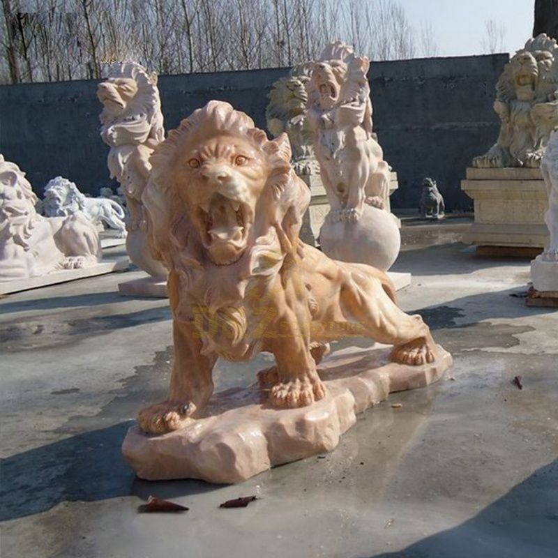 Marble Lion Sculpture Stone Animal Sculptures For Garden Use