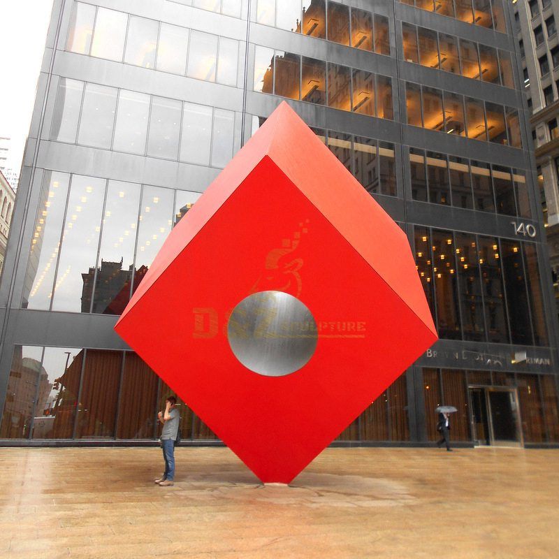 Red stainless steel square sculpture
