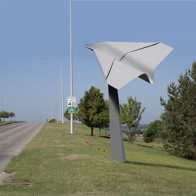 Outdoor large stainless steel airplane sculpture