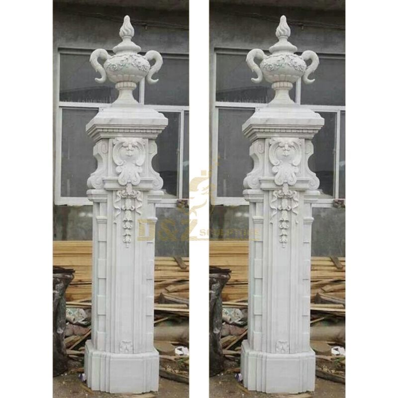 White Marble Natural Stone Column And Pillar For Outdoor Decoration