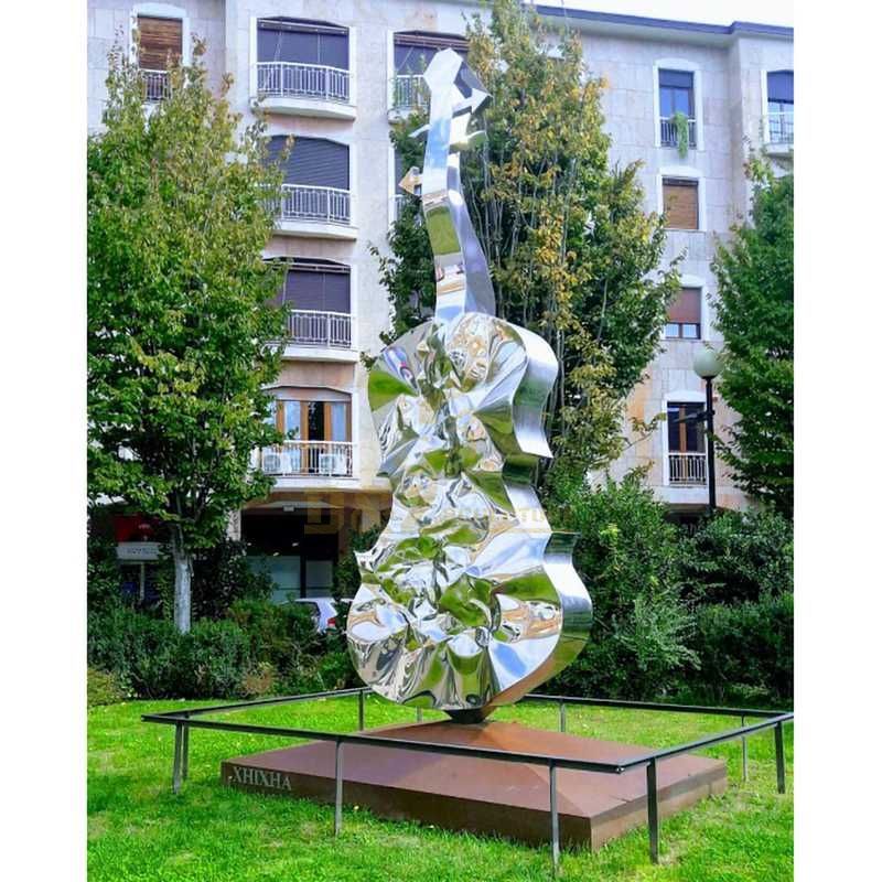 Musical Decoration Stainless Steel Big Guitar Sculpture