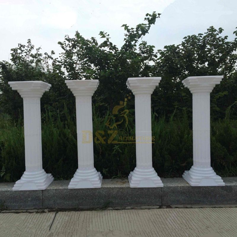 Marble Stone Roman Column With Lady Statue Sculpture