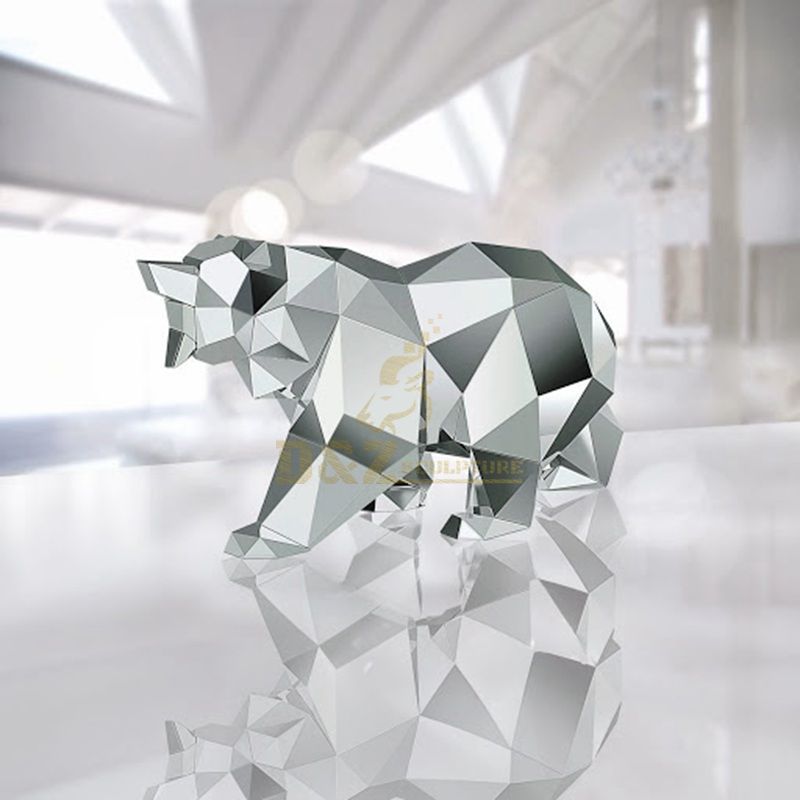 Stainless steel metal outdoor polar bear sculpture