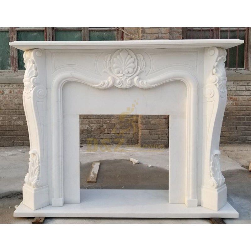 Villa Interior Decor Hand Carved Indoor White Marble Stone Fireplaces