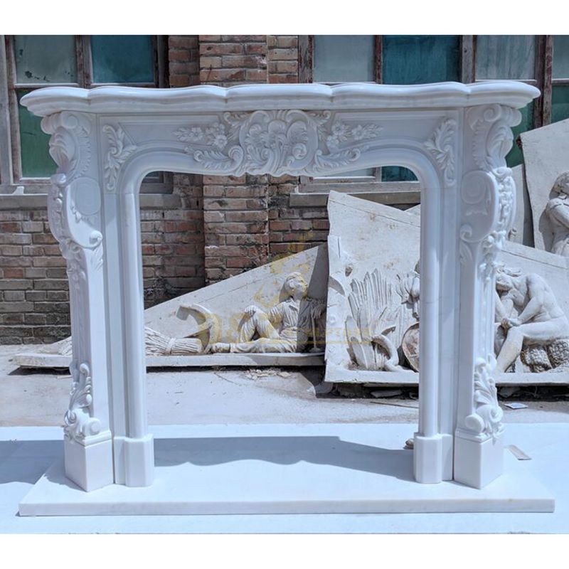 Decorative Natural White Marble Fireplace Surround