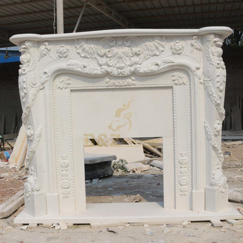 Decorative Natural White Marble Fireplace Surround