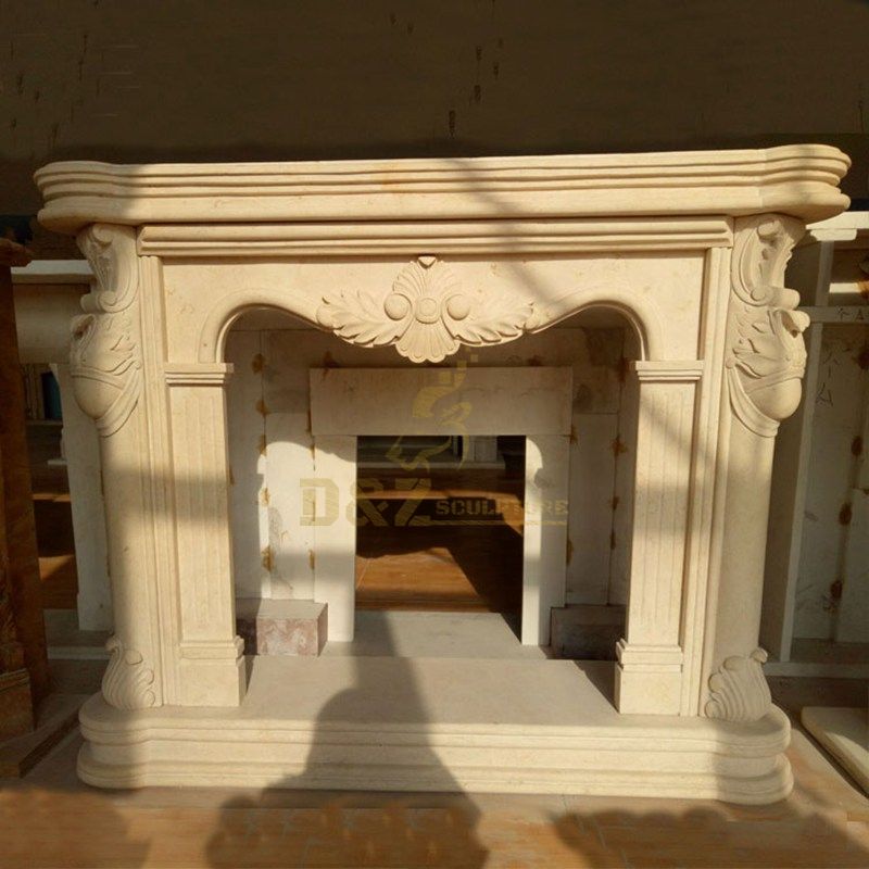 Marble Carving Mantelpiece Factory Direct Selling Natural Marble Yellow Marble Fireplace