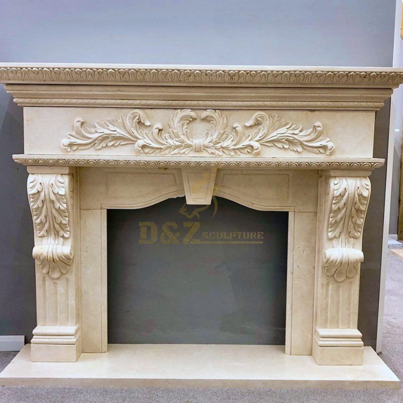 Marble Carving Mantelpiece Factory Direct Selling Natural Marble Yellow Marble Fireplace
