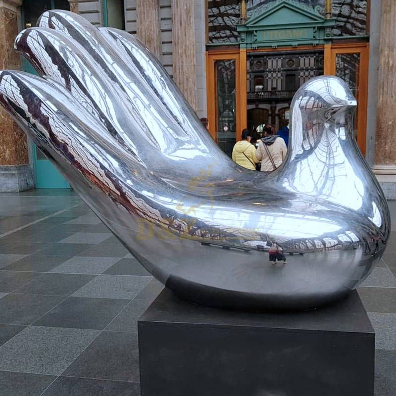 Stainless steel mirror bird sculpture