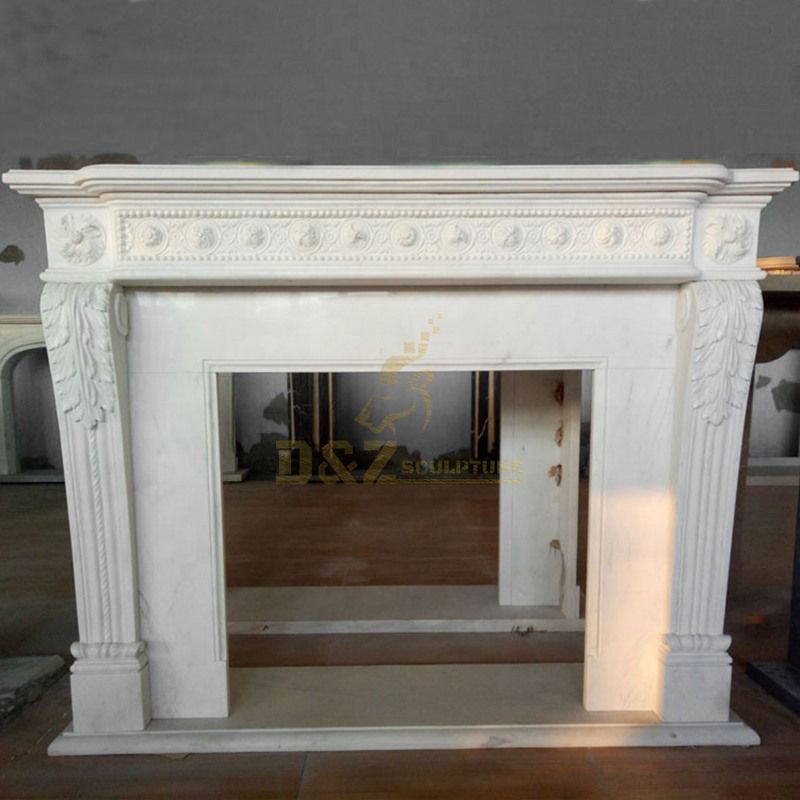 European Popular Style Natural White Marble Stone Fireplace Indoor Decoration With Simple Style