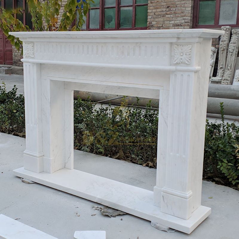 European Popular Style Natural White Marble Stone Fireplace Indoor Decoration With Simple Style