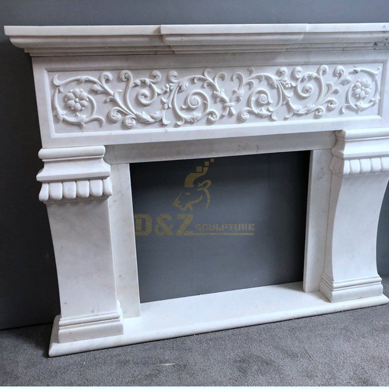 European Popular Style Natural White Marble Stone Fireplace Indoor Decoration With Simple Style