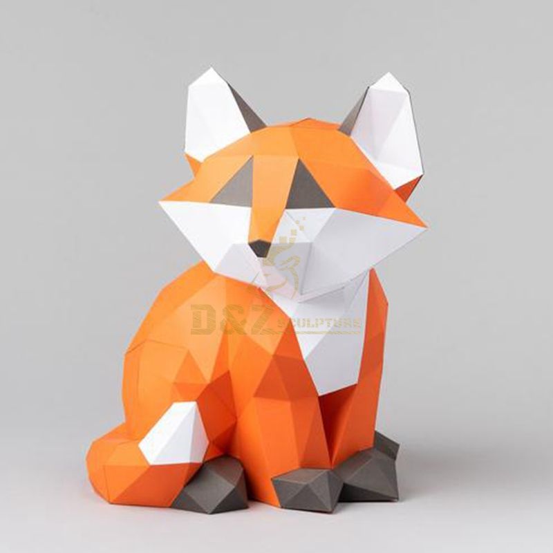 Stainless steel metal mosaic fox sculpture