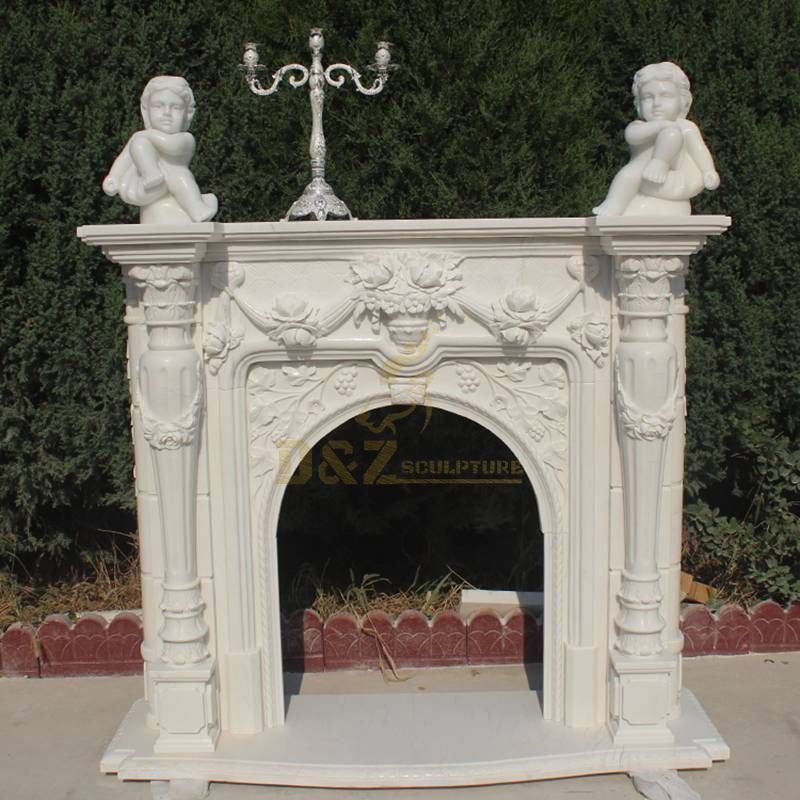 Large European Style Boy Statue Stone Figure Fireplace Surround