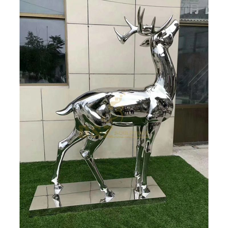 Stainless steel metal crane animal sculptures