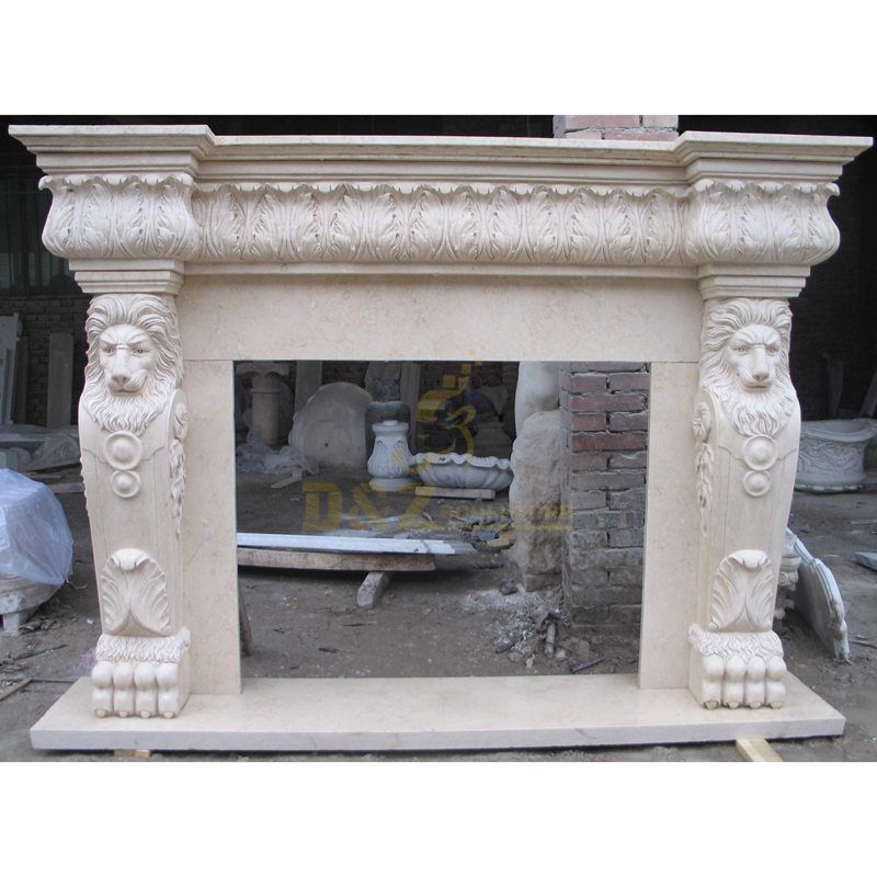 Decorative White Hand Carve Stone Natural Marble Fireplace