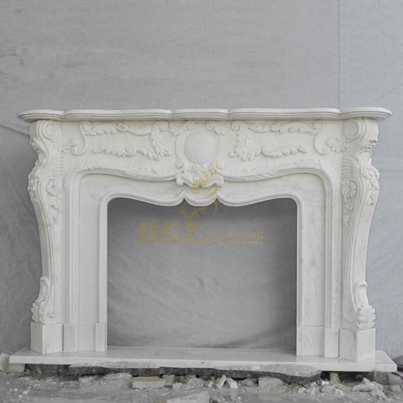 Indoor White Marble Fireplace Stone Fireplace Mantel