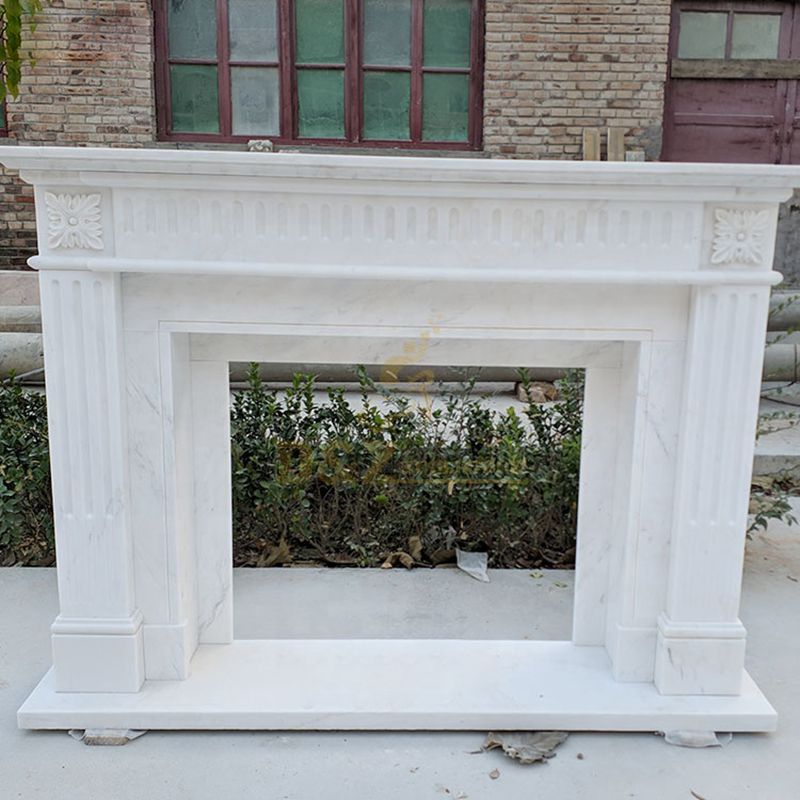 Indoor White Marble Fireplace Stone Fireplace Mantel