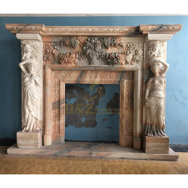 European Fireplace With Woman Character