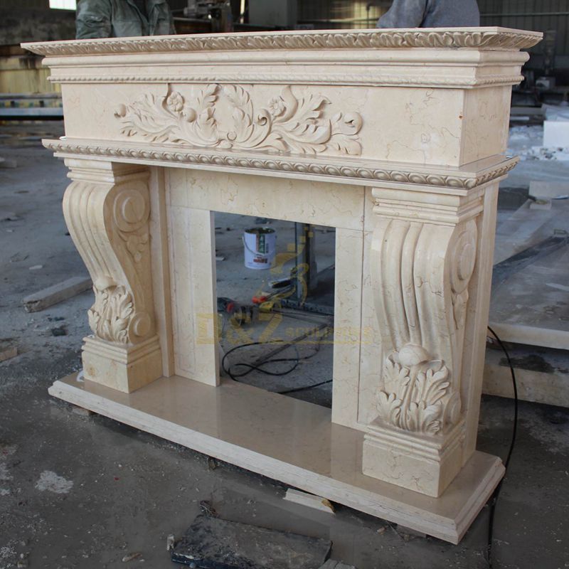 Beautiful Indoor Antique Marble Stone Fireplace