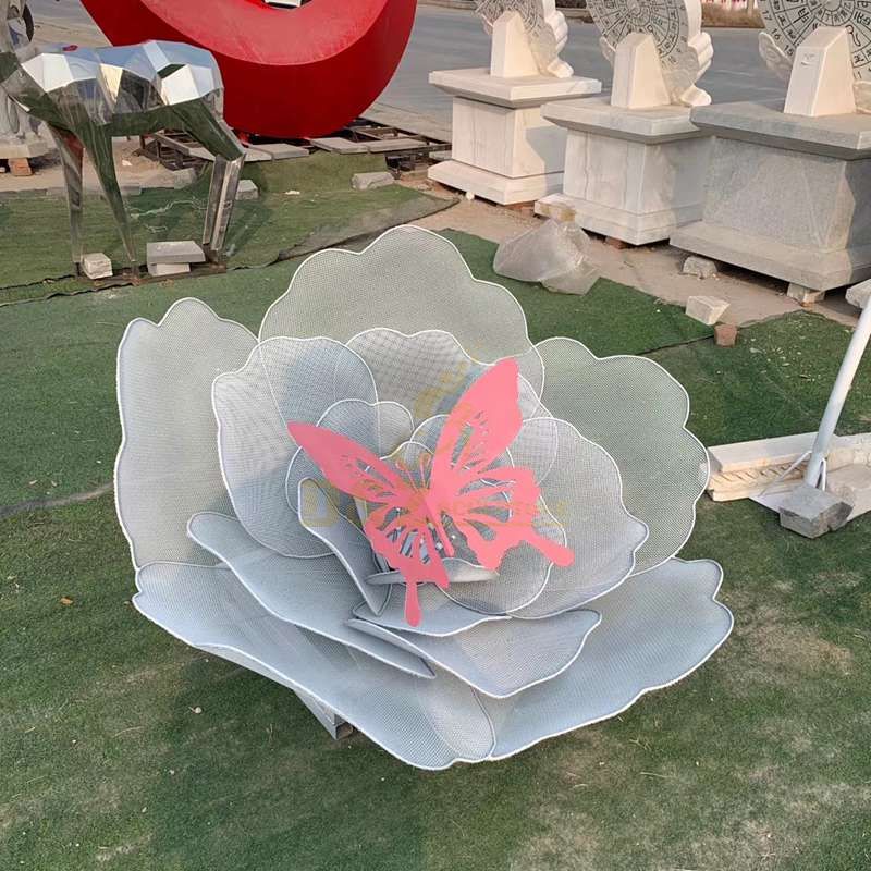 Stainless steel flower butterfly garden sculpture