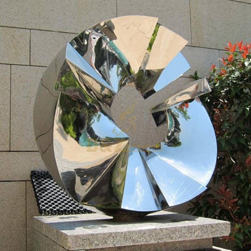 Stainless steel mirror concave sculpture