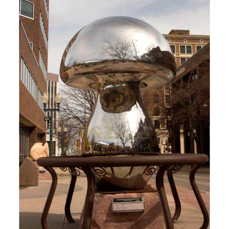 Stainless steel mirror outdoor mushroom sculpture