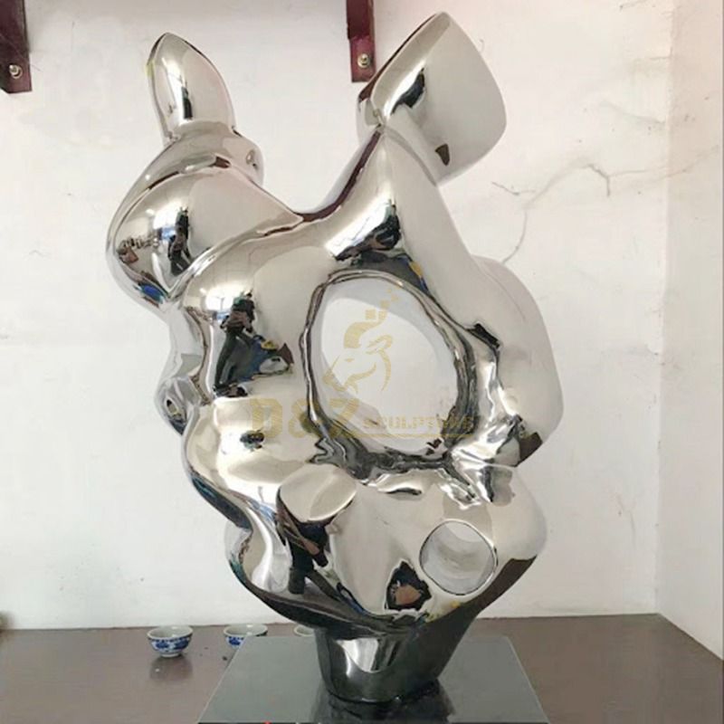 Stainless steel with hand on chin figure sculpture