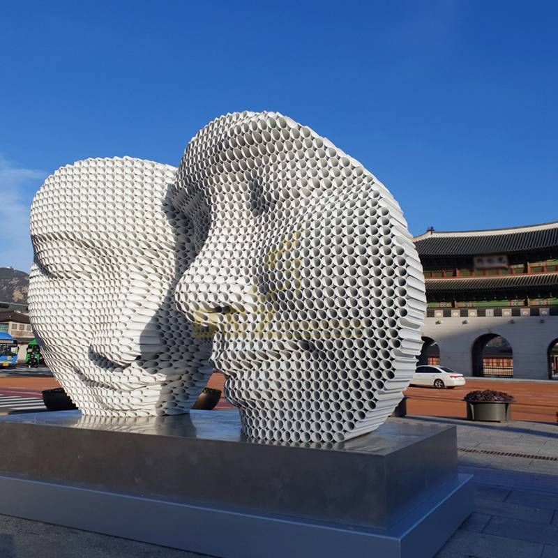 Stainless steel modern face sculpture