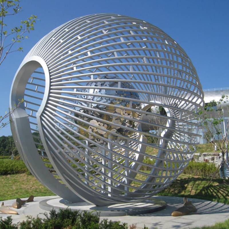 Stainless steel ball welded steel pipe outdoor sculpture