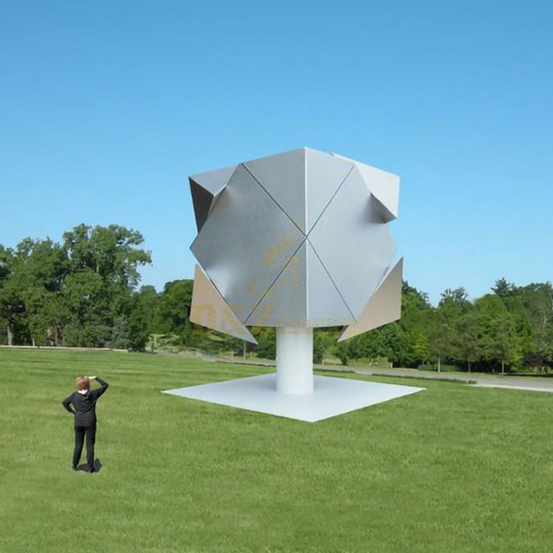 Geometric pattern stainless steel outdoor sculpture