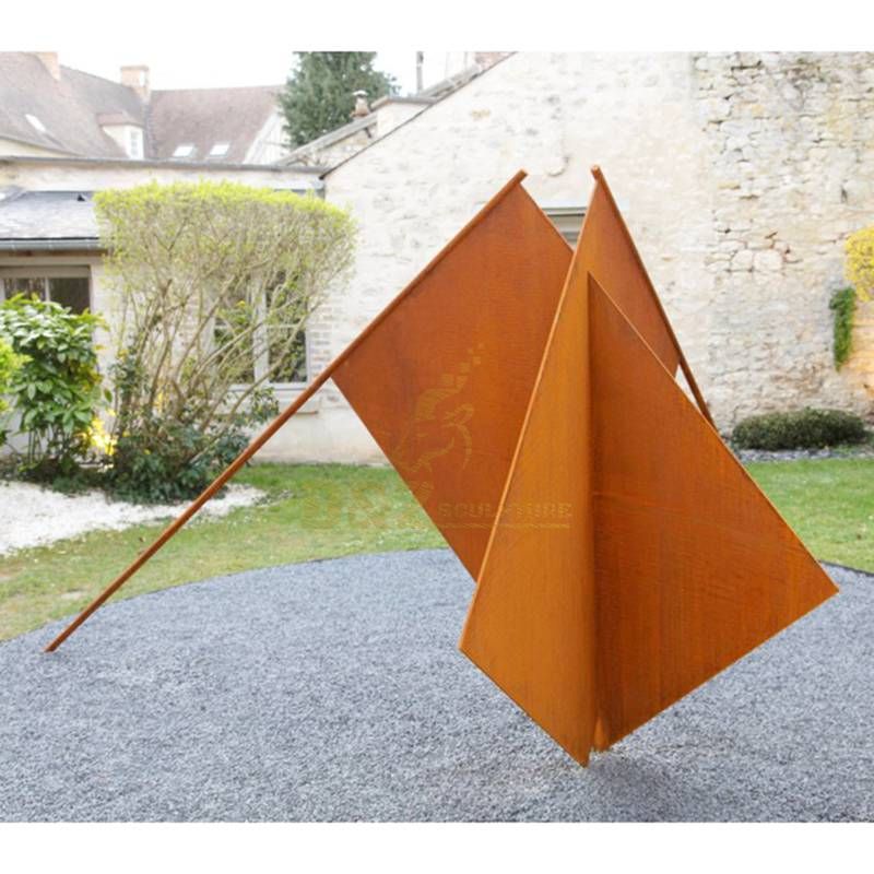 Outdoor garden corten steel flag sculpture