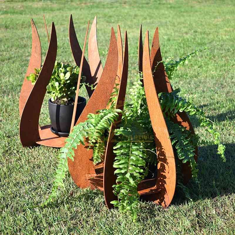 Corten steel flower park garden decorative sculpture