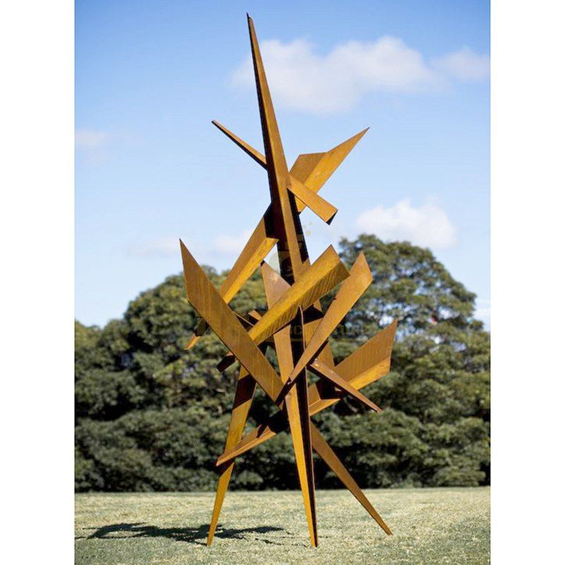 Modern corten steel garden sculpture