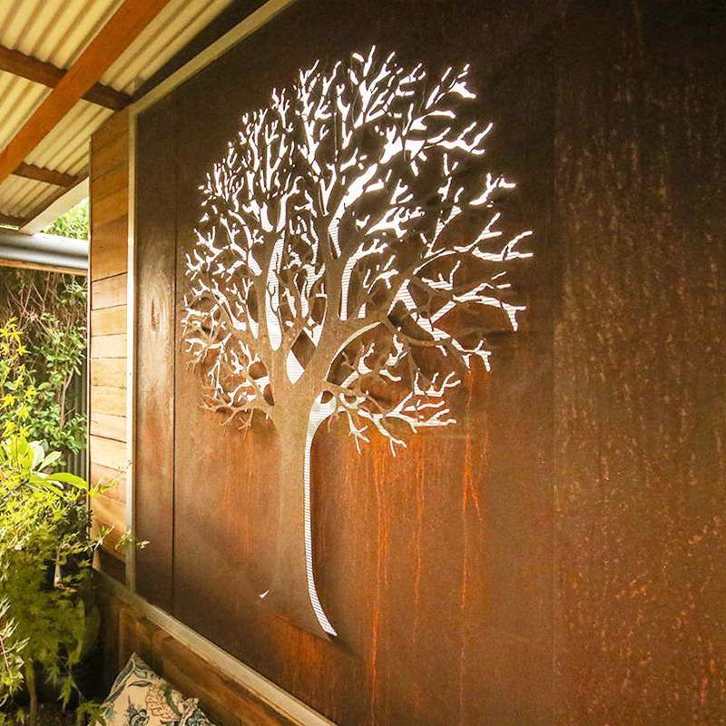 Corten steel tree screen sculpture