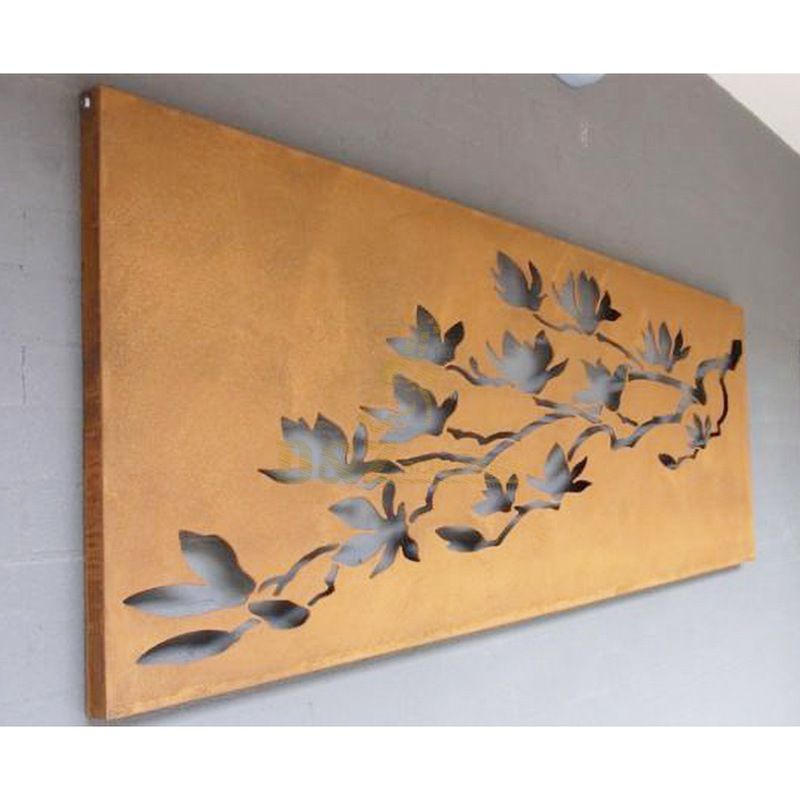 Corten steel outdoor wall art leaf sculpture