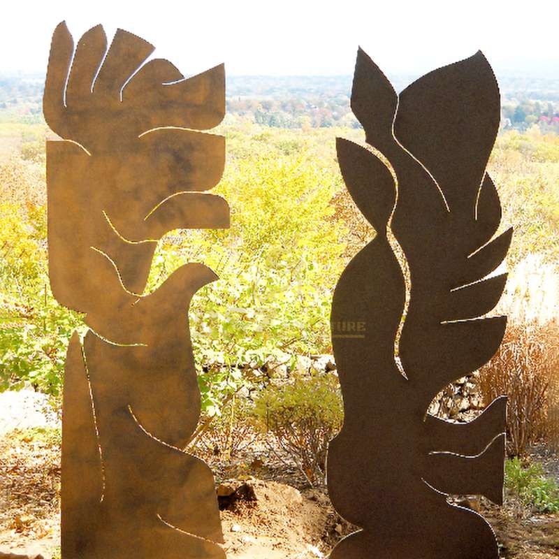 Corten steel outdoor wall art leaf sculpture
