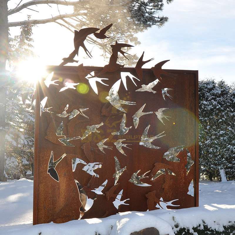 Garden decoration corten steel flower sculpture